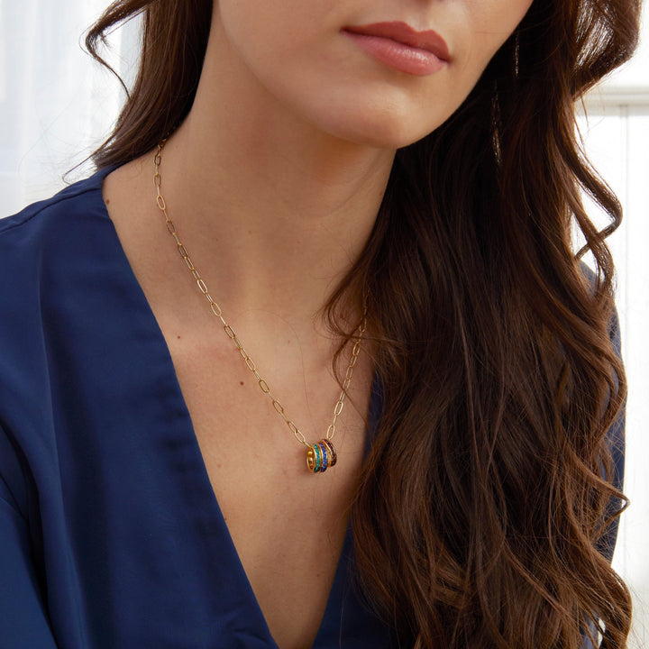 Custom Paperclip Chain Stackable Eternity Birthstone Charm Necklace