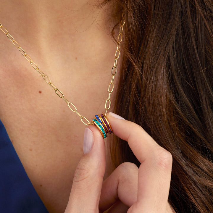 Custom Paperclip Chain Stackable Eternity Birthstone Charm Necklace