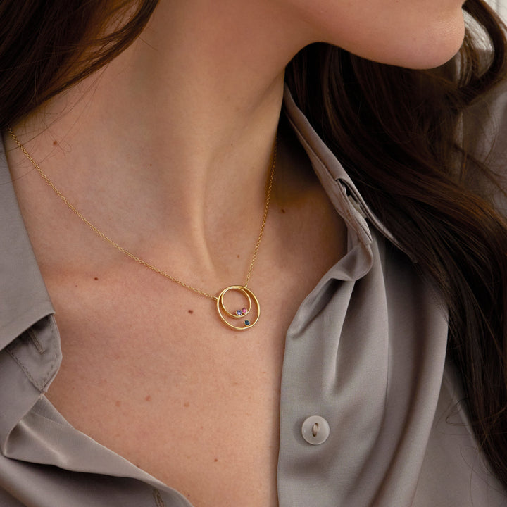 Custom Mother and Child Birthstone Circle Necklace