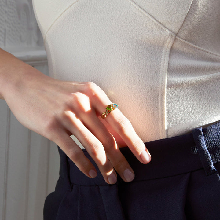 Custom 2 Heart Birthstone Infinity Ring