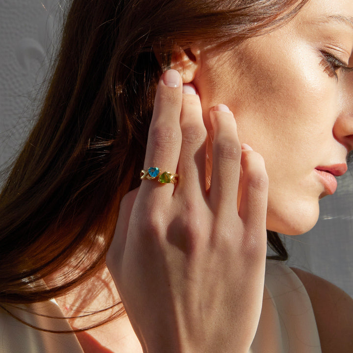 Custom 2 Heart Birthstone Infinity Ring