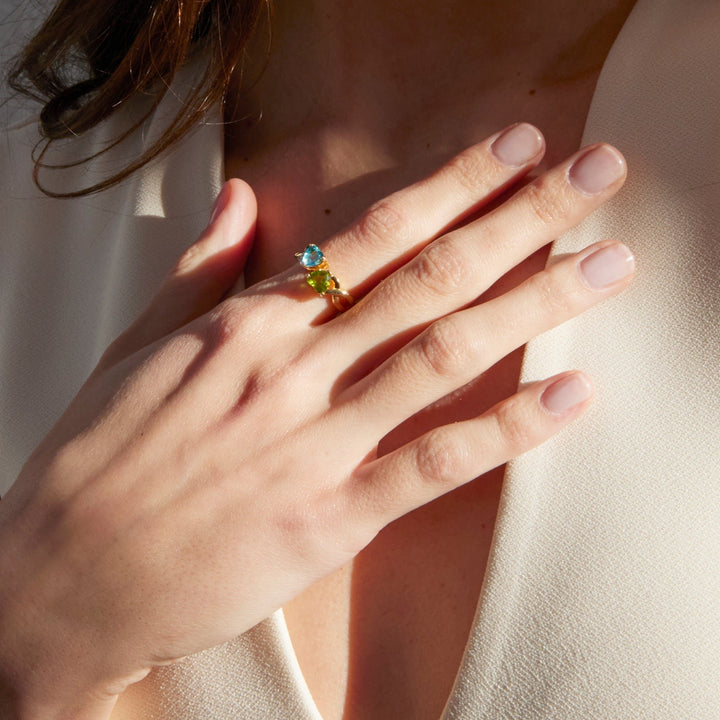 Custom 2 Heart Birthstone Infinity Ring