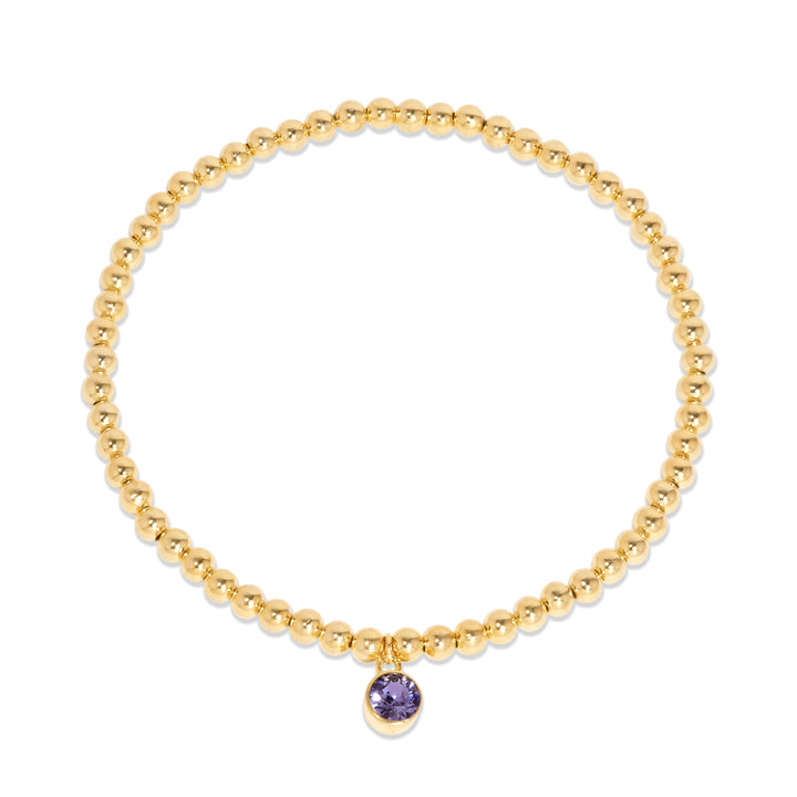 Custom Bezel Birthstone Charm Bead Bracelet