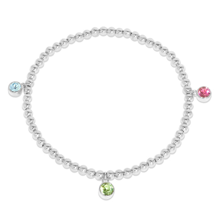 Custom Bezel Birthstone Charm Bead Bracelet