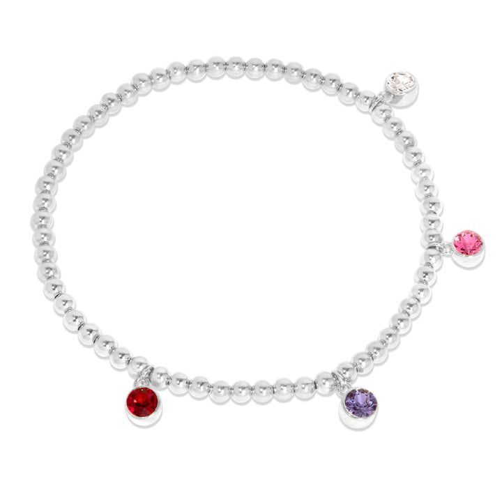Custom Bezel Birthstone Charm Bead Bracelet