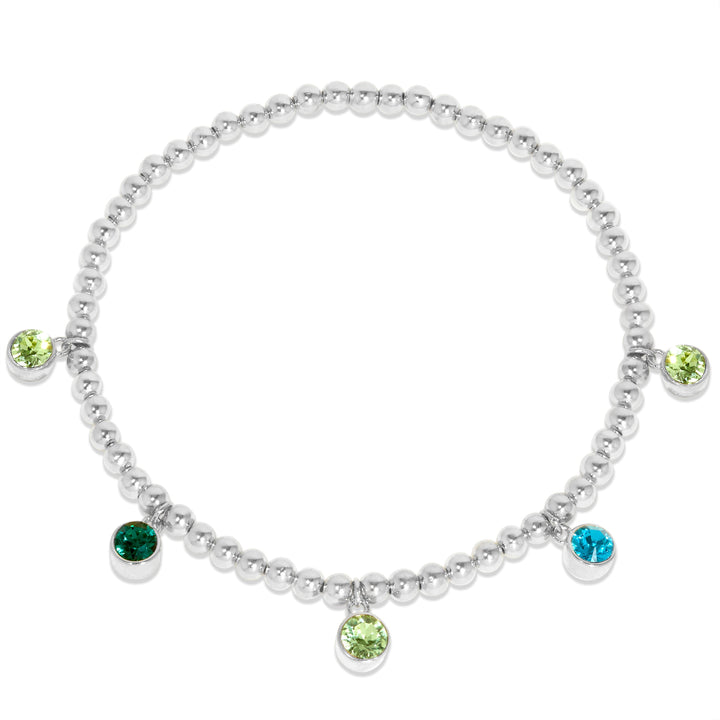 Custom Bezel Birthstone Charm Bead Bracelet
