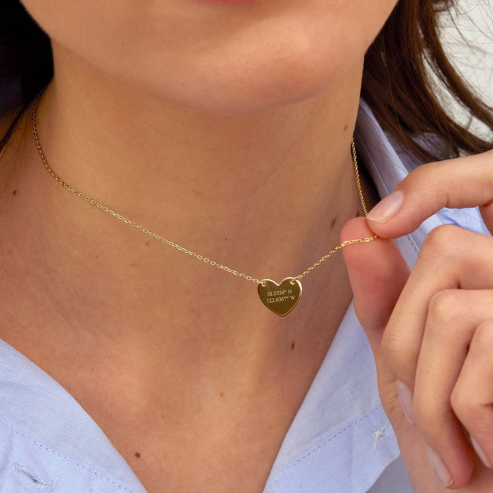 Custom Coordinate Heart Necklace