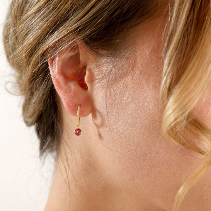 Custom Bezel Set Charm Huggie Earrings