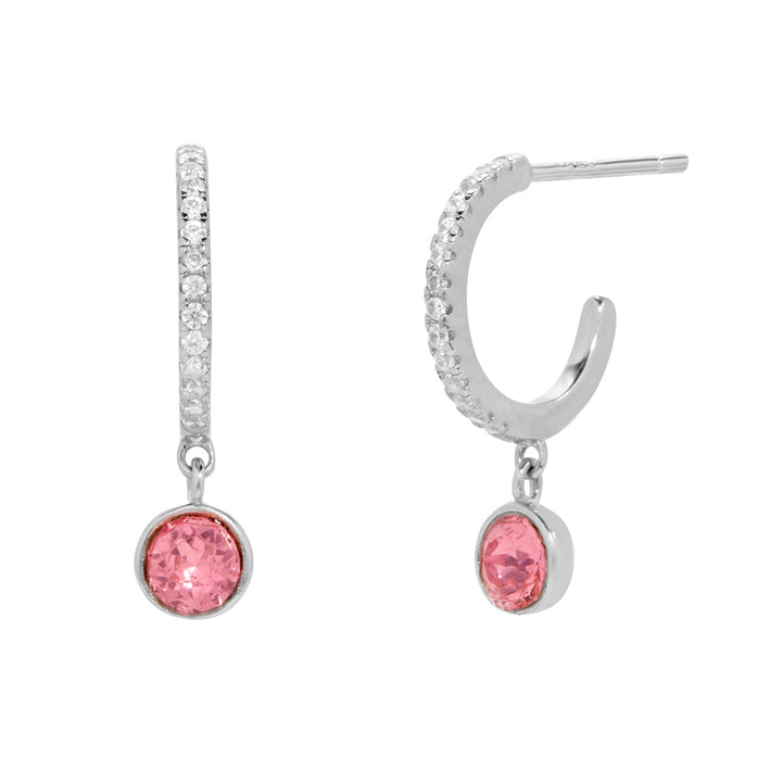 Custom Bezel Set Charm Huggie Earrings