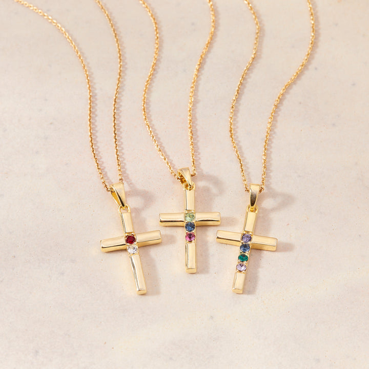 Custom Cross Birthstone Pendant