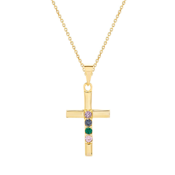 Custom Cross Birthstone Pendant