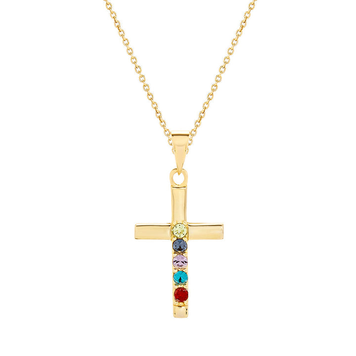 Custom Cross Birthstone Pendant