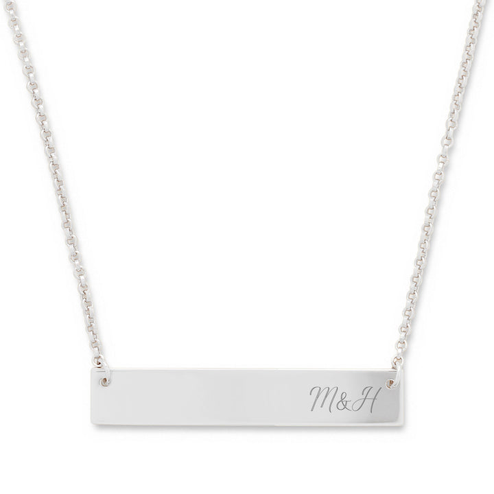 Engravable Couples Initials Bar Necklace