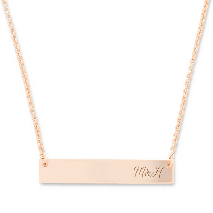 Engravable Couples Initials Bar Necklace