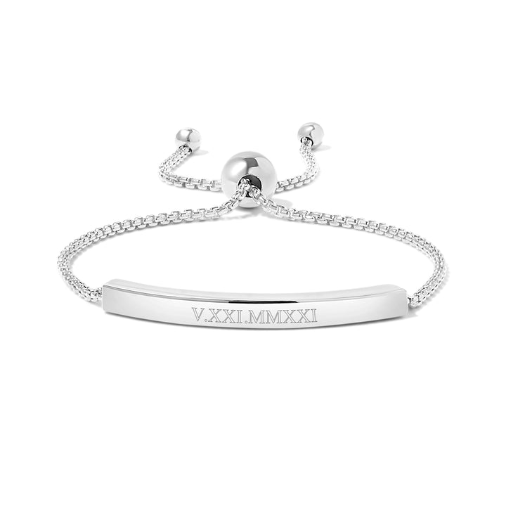 Custom Roman Numeral Name Bar Bolo Bracelet