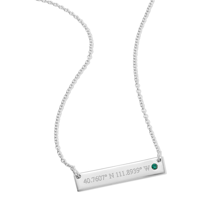 Custom Coordinate Birthstone Bar Necklace
