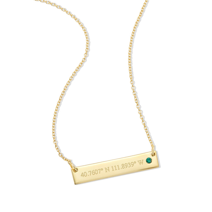 Custom Coordinate Birthstone Bar Necklace