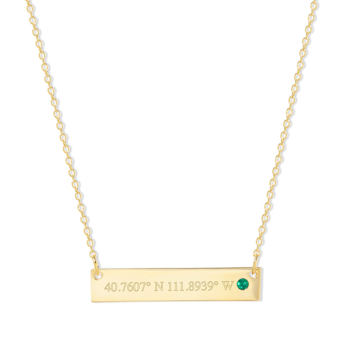 Custom Coordinate Birthstone Bar Necklace