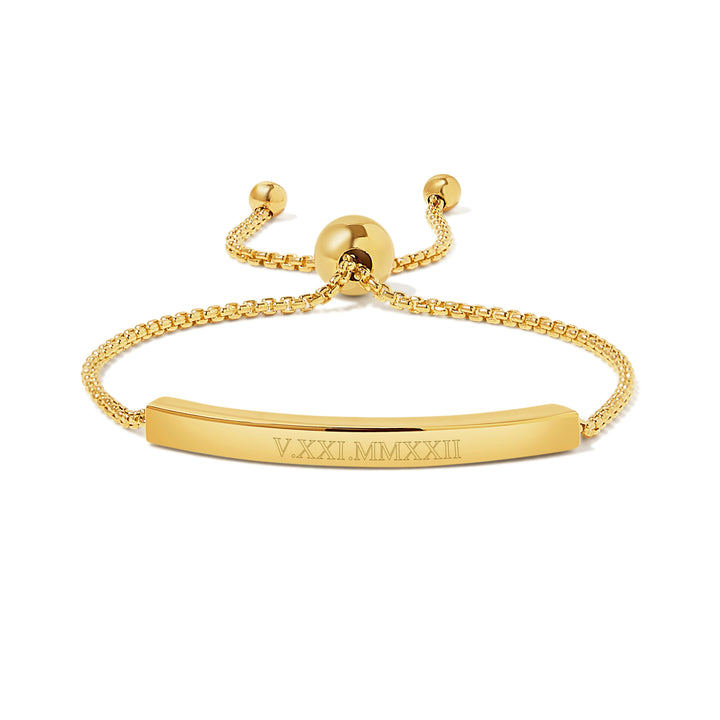 Custom Roman Numeral Name Bar Bolo Bracelet
