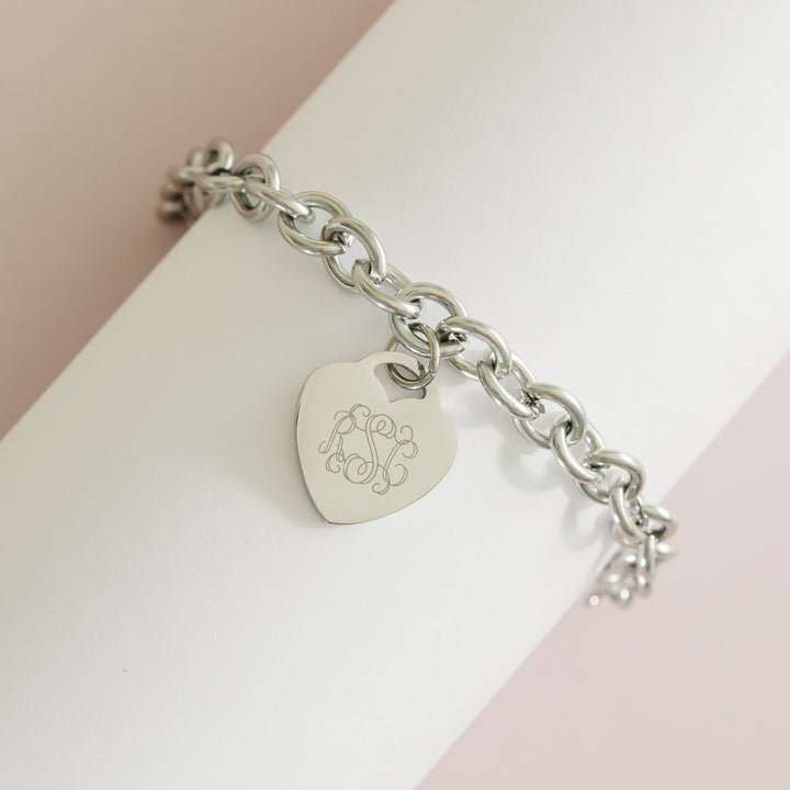 Engravable Stainless Steel Heart Tag Bracelet