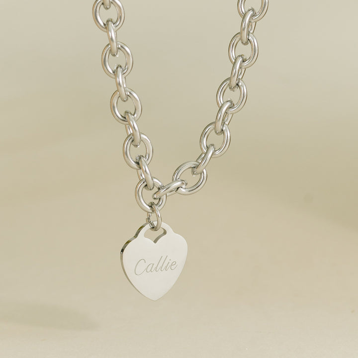 Engravable Stainless Steel Heart Tag Bracelet