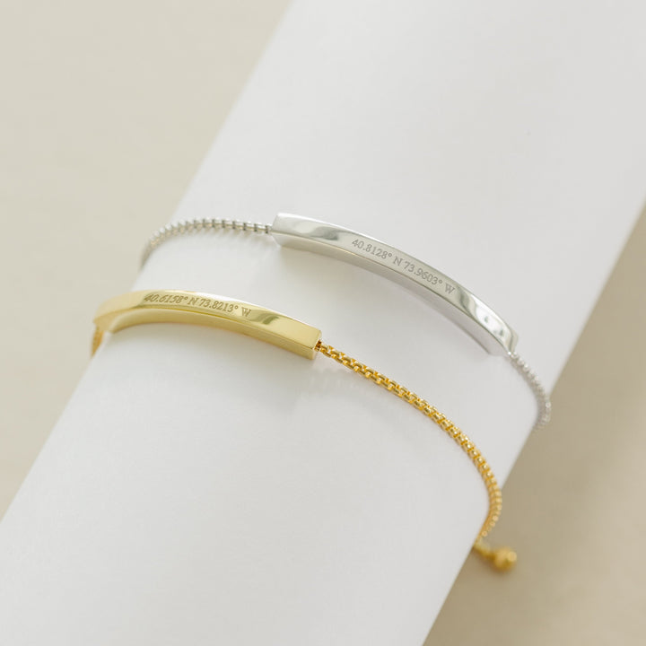Custom Coordinate Name Bar Bolo Bracelet