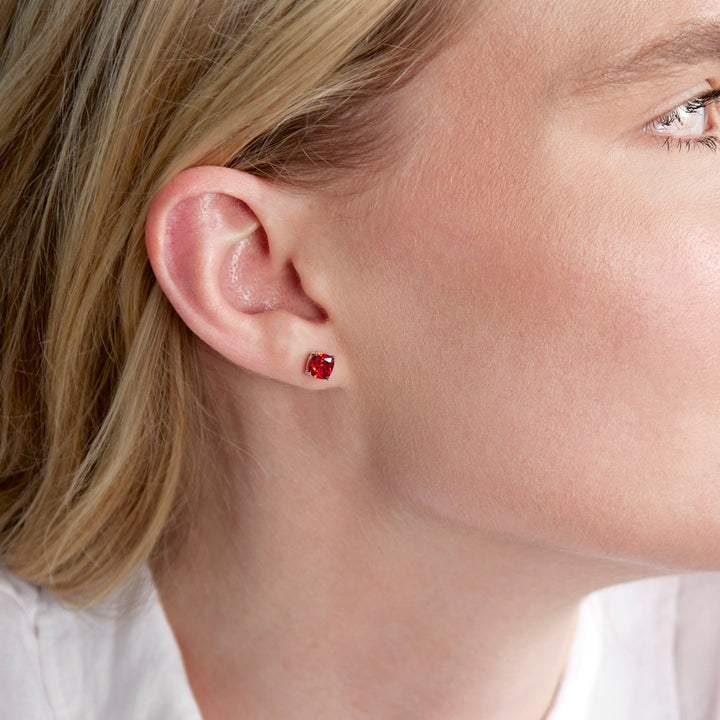 Custom Cushion Cut Birthstone Earrings