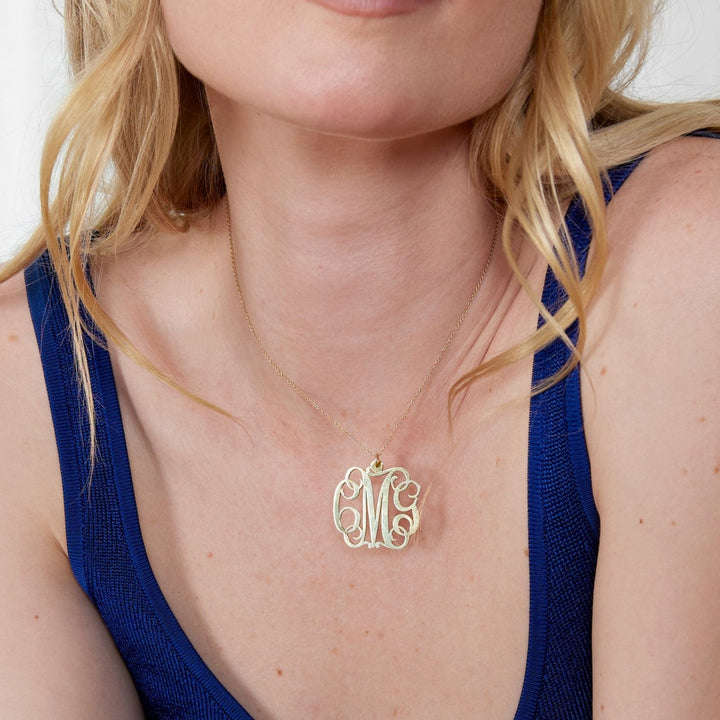 Custom Fancy Script Monogram Necklace