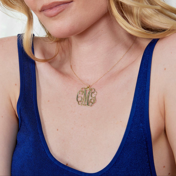 Custom Fancy Script Monogram Necklace