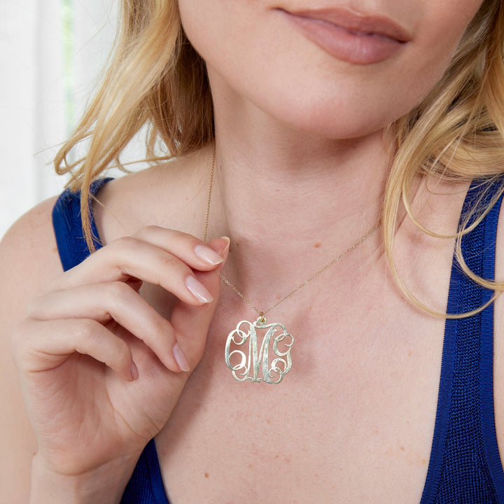 Custom Fancy Script Monogram Necklace