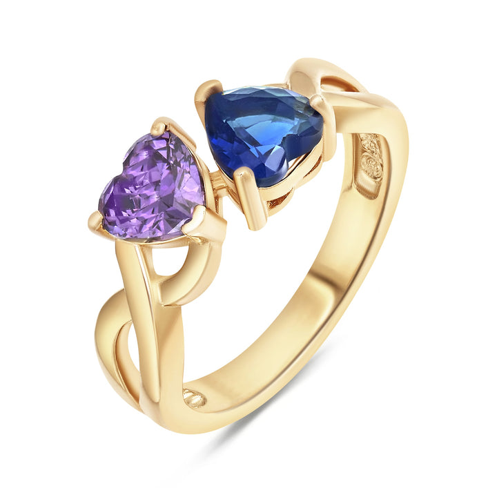 Custom 2 Heart Birthstone Infinity Ring