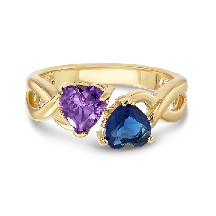 Custom 2 Heart Birthstone Infinity Ring