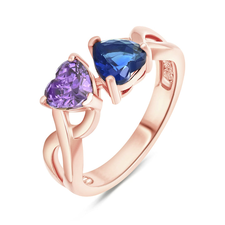 Custom 2 Heart Birthstone Infinity Ring