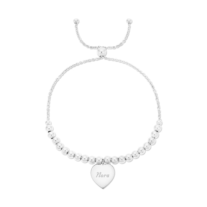 Engravable Heart Tag Beaded Bolo Bracelet