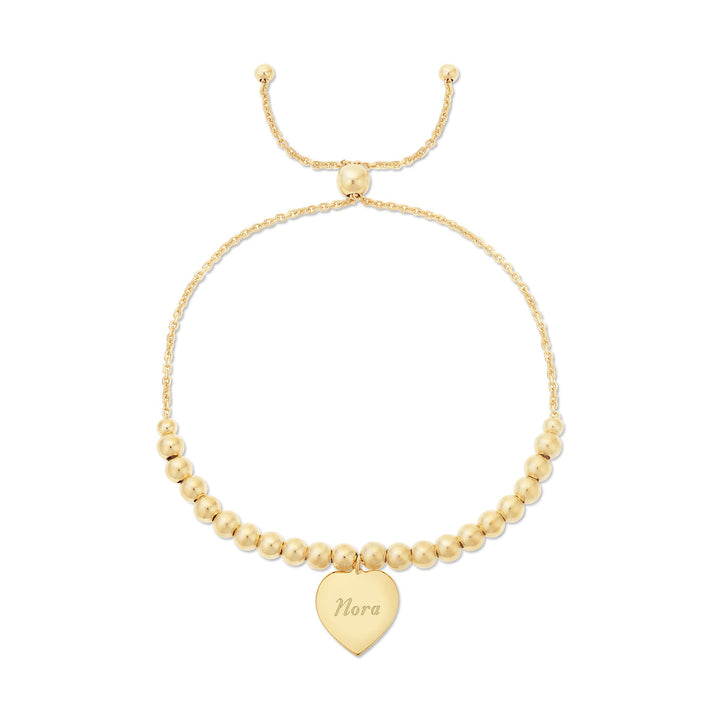 Engravable Heart Tag Beaded Bolo Bracelet