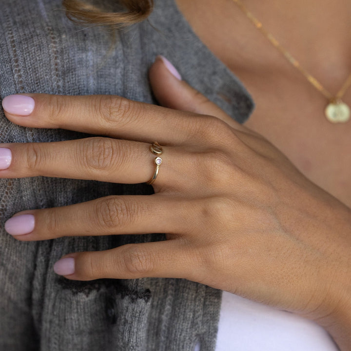 Custom Birthstone and Initial Cuff Ring