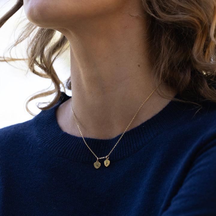 Custom Hand Stamped Heart Tag Mini Initial Necklace