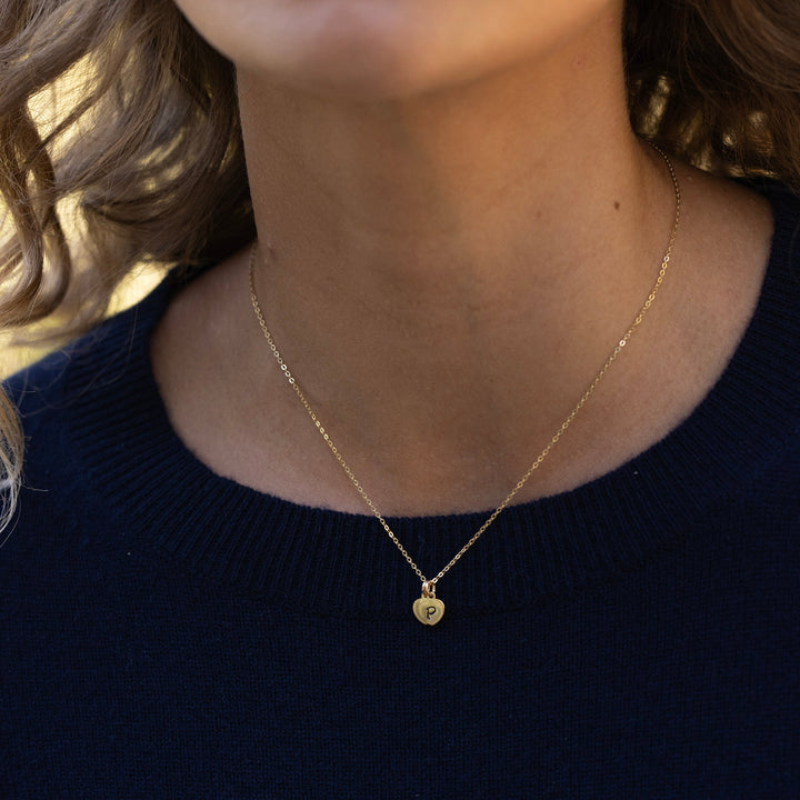 Custom Hand Stamped Heart Tag Mini Initial Necklace