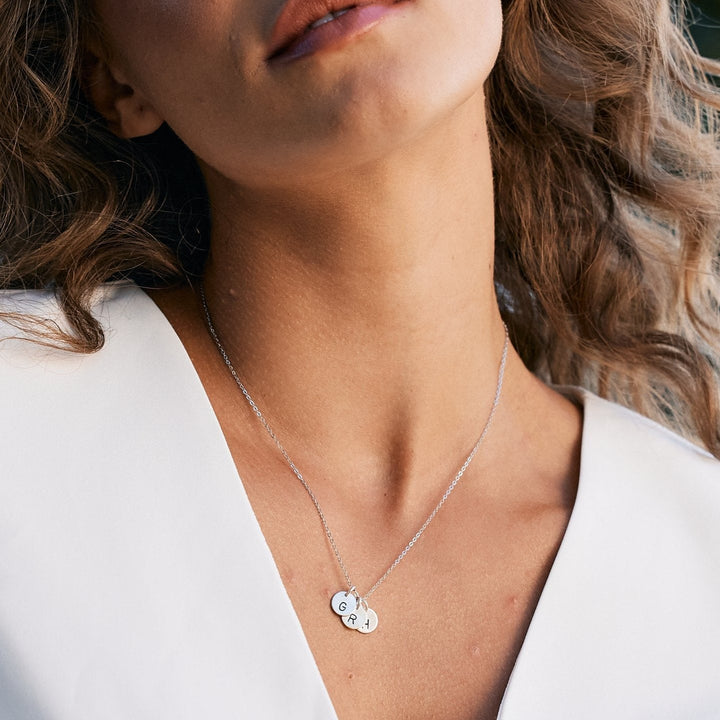 Hand Stamped Tag Mini Initial Necklace