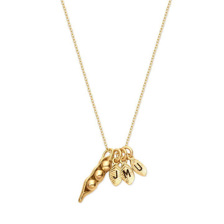 Custom Hand Stamped Initial Pea In A Pod Necklace
