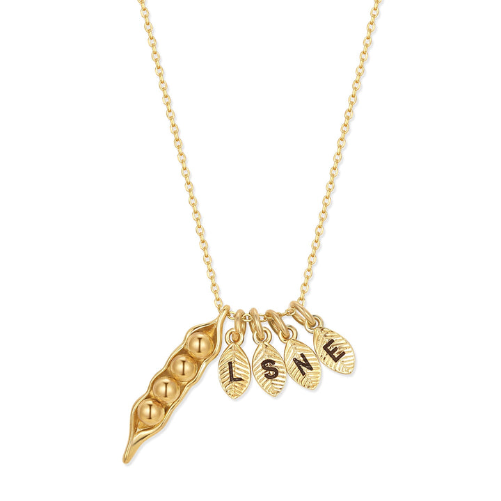 Custom Hand Stamped Initial Pea In A Pod Necklace