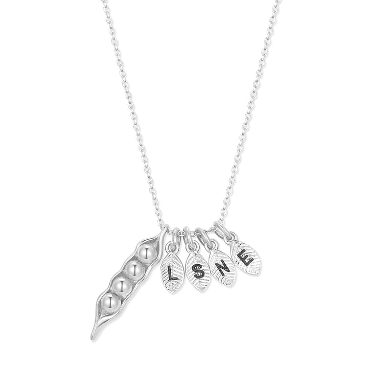 Custom Hand Stamped Initial Pea In A Pod Necklace