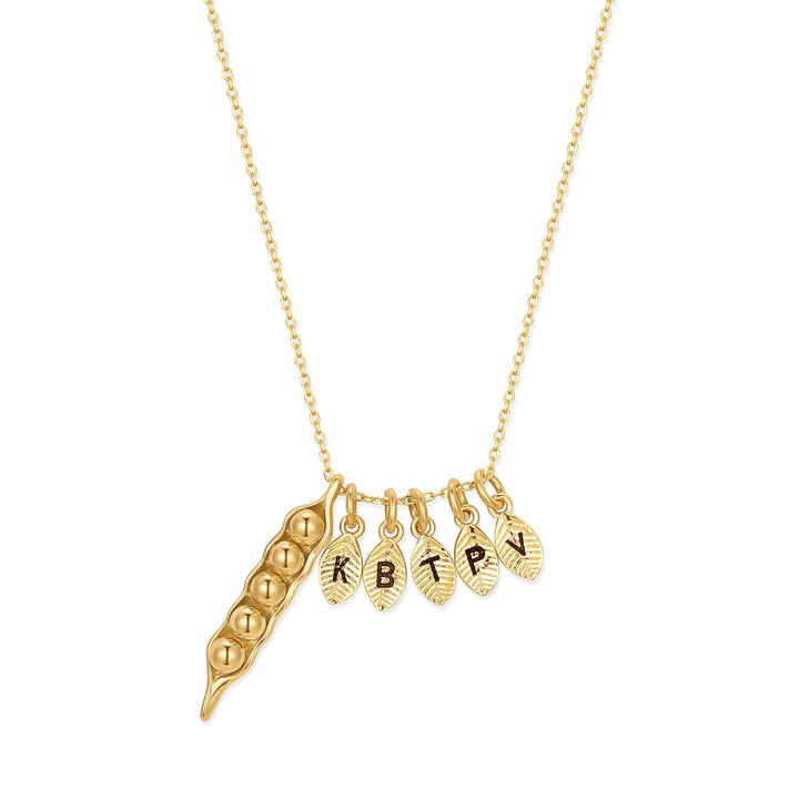 Custom Hand Stamped Initial Pea In A Pod Necklace