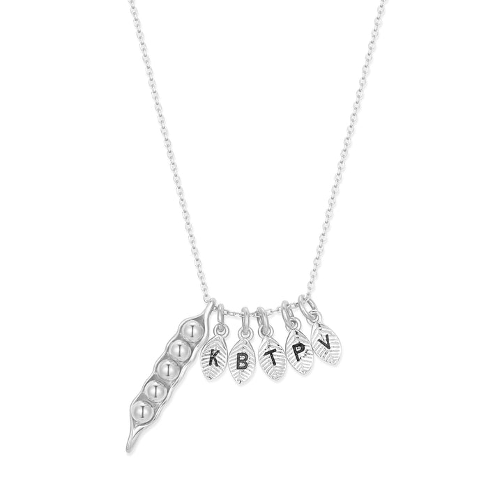 Custom Hand Stamped Initial Pea In A Pod Necklace