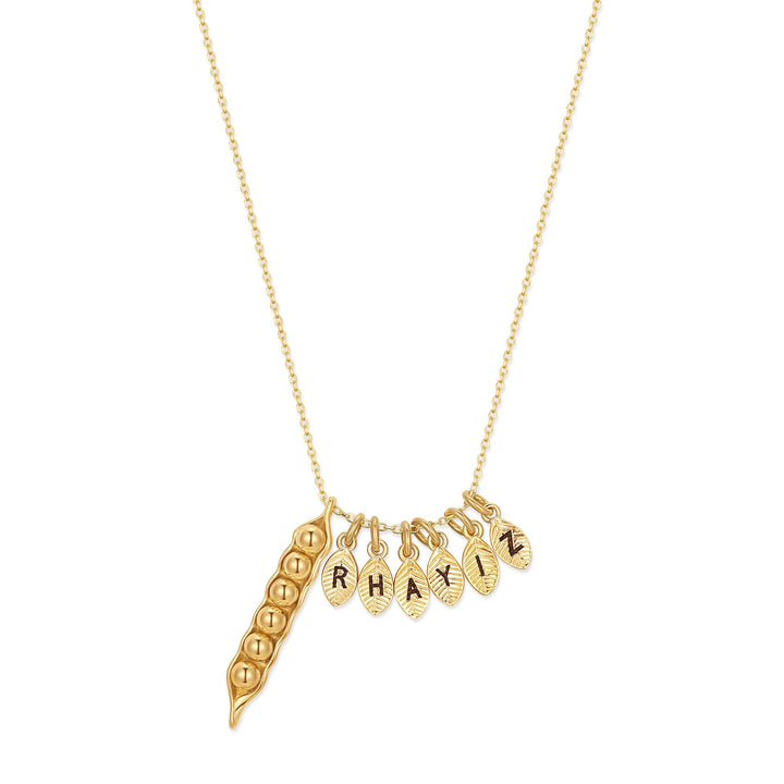Custom Hand Stamped Initial Pea In A Pod Necklace