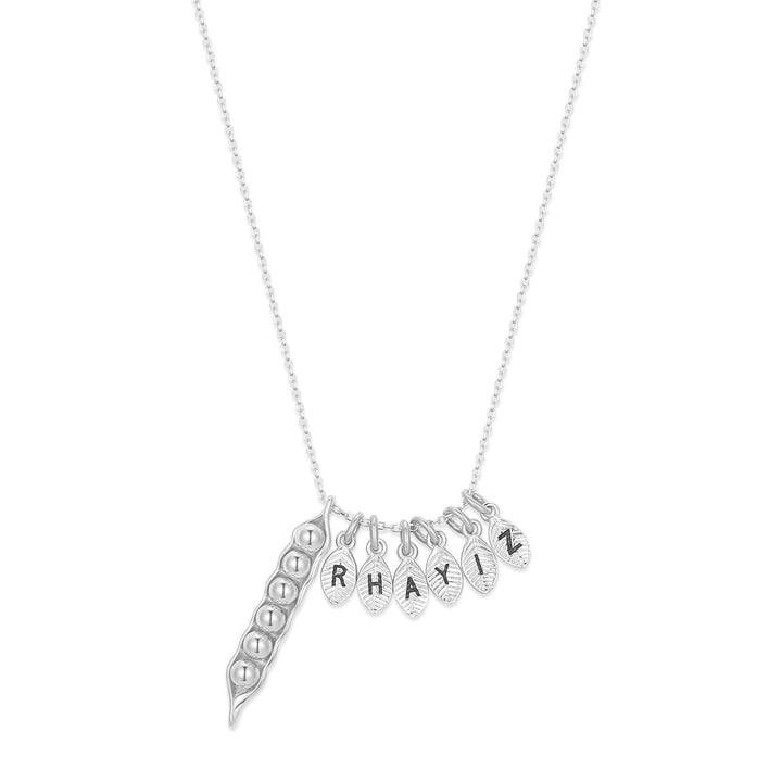 Custom Hand Stamped Initial Pea In A Pod Necklace