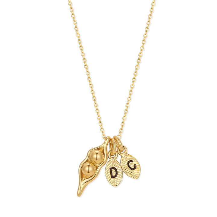 Custom Hand Stamped Initial Pea In A Pod Necklace