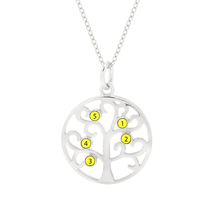 Custom Birthstone Family Tree Pendant