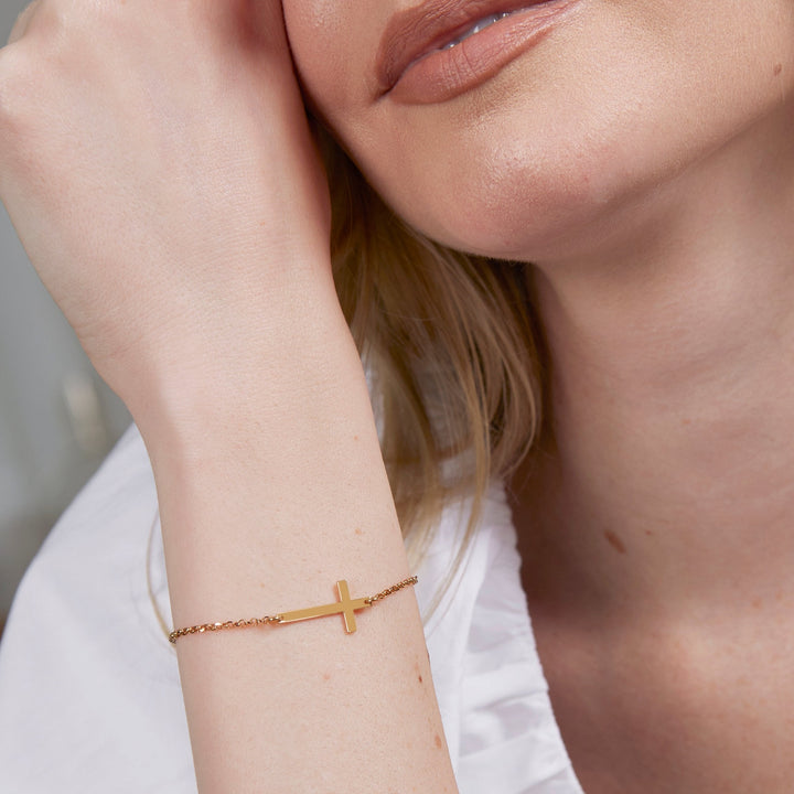 Sideways Cross Bolo Bracelet