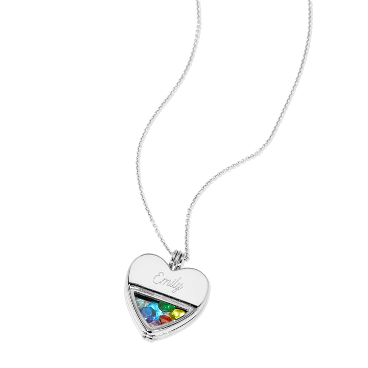 Engravable Glass Heart Round Birthstone Locket
